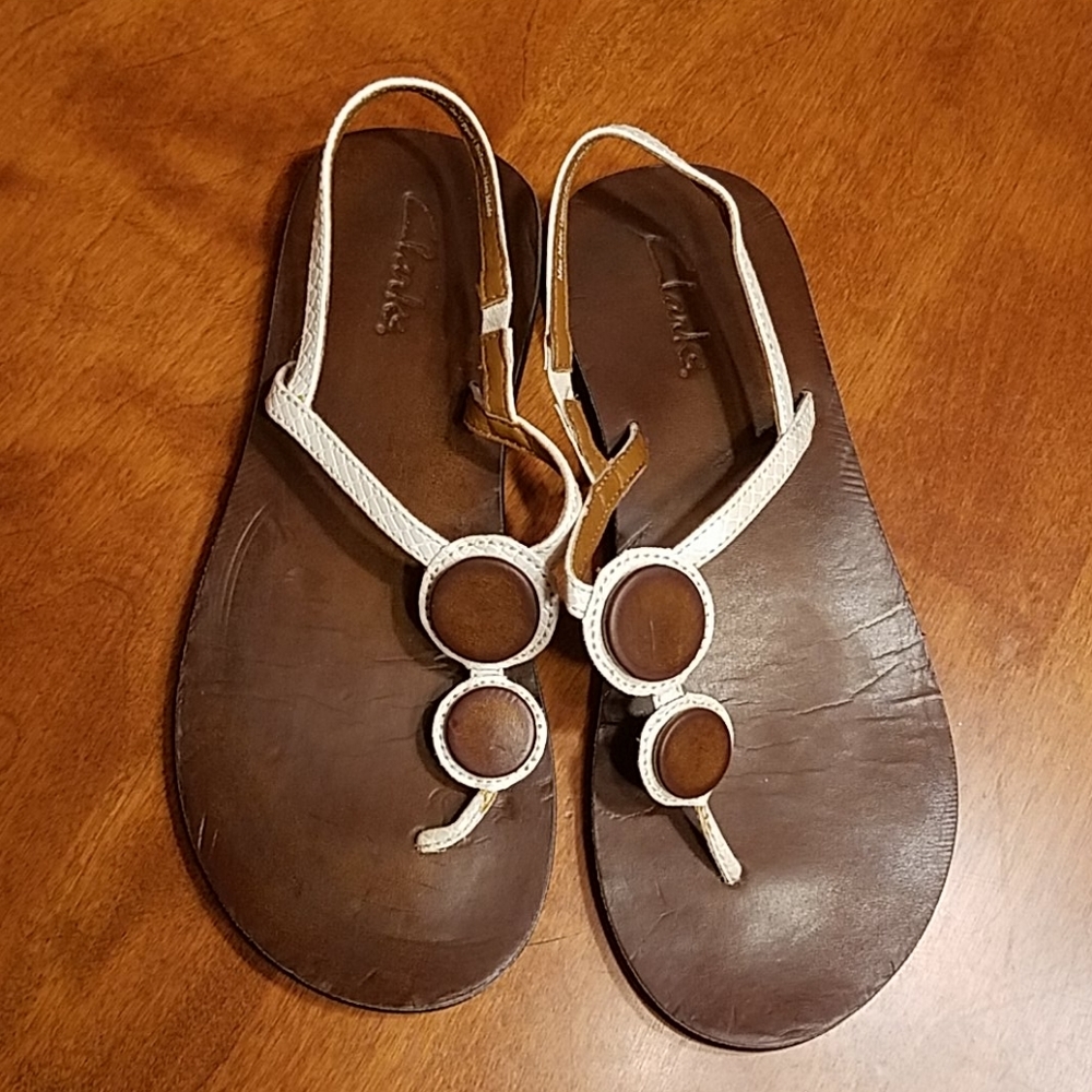 Clarks white faux snakeskin sandals